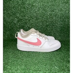 Nike Court Borough Low GS White Pink Sneakers Gym Shoes Kids Youth Size 4.5Y‎
